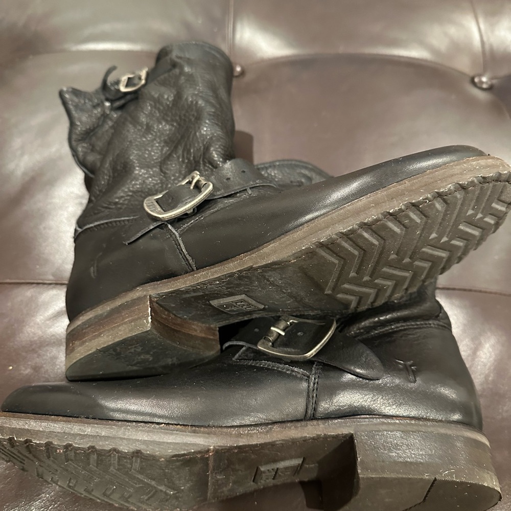 Frye slouchy leather boots; style 76509 black soft leather, like new - Picture 6 of 13